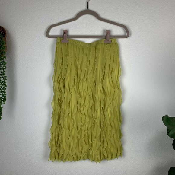 Antthony Dresses & Skirts - NWT ANTTHONY ORIGINALS Women's S Chartreuse Ruffle Flutter Pencil Skirt Boho